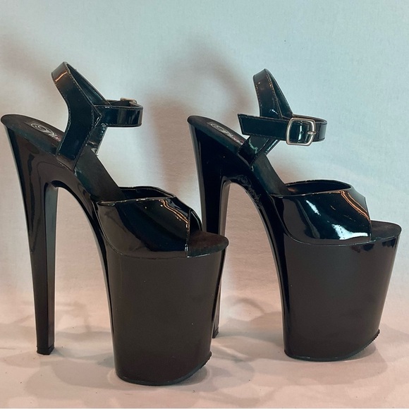 PLEASER FLAMINGO 808 Black 4inch Platform 8inch Heels Ankle strap Worn once SZ 6 - Picture 14 of 14